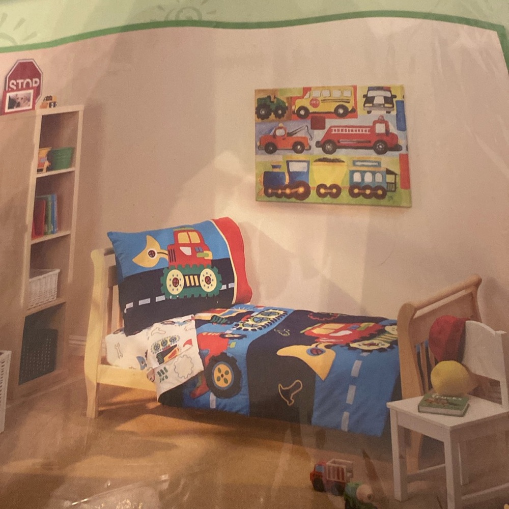 Brand new little boys toddler bed set stickers to match in a smoke free home